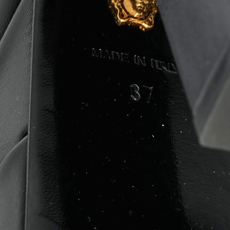 Pre Owned Versace Black Leather Aevitas Platform Pumps Size 37