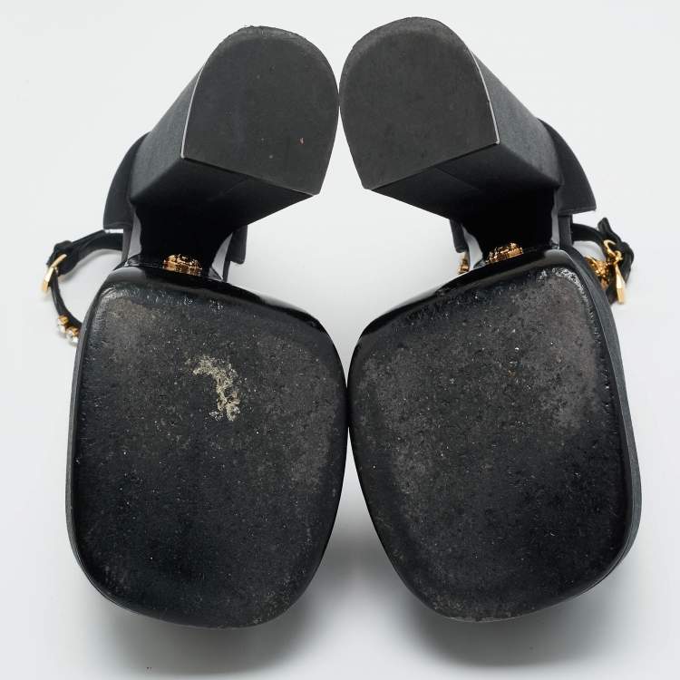 Pre Owned Versace Black Satin Aevitas Platform Pumps Size 37