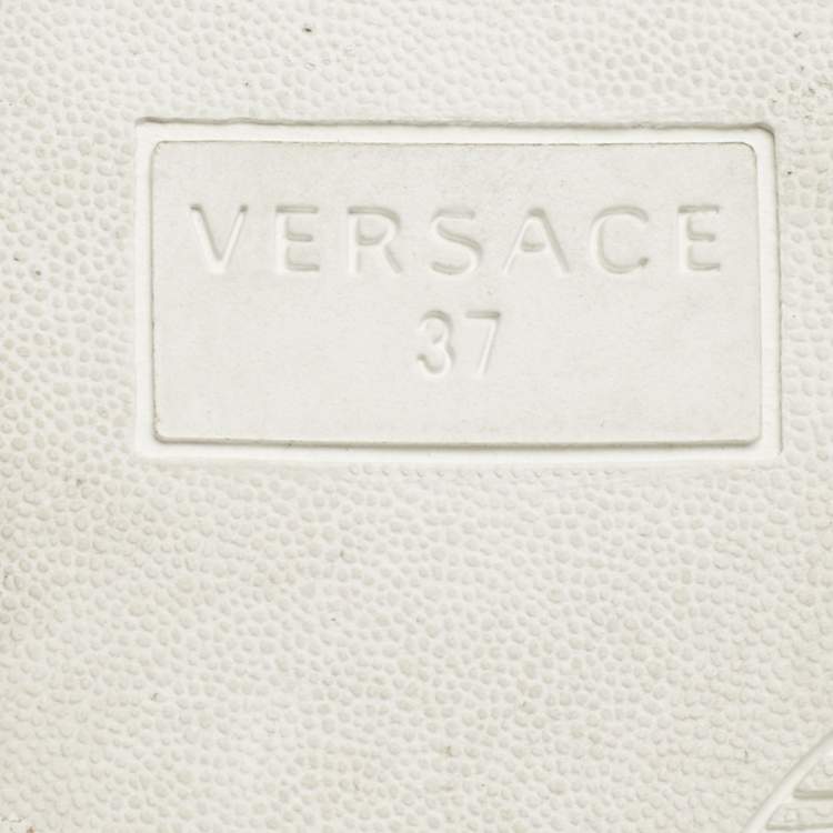 Pre Owned Versace White/Black Leather Medusa Lace Up Sneakers Size 37