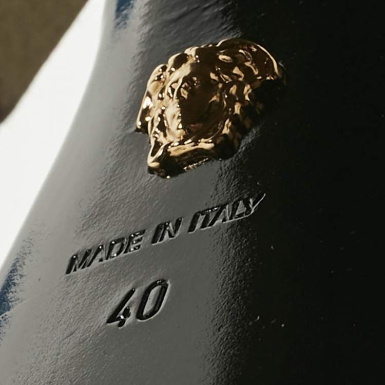 Pre Owned Versace Dark Green Satin D'orsay Crystal Embellish Platform Pumps Size 40