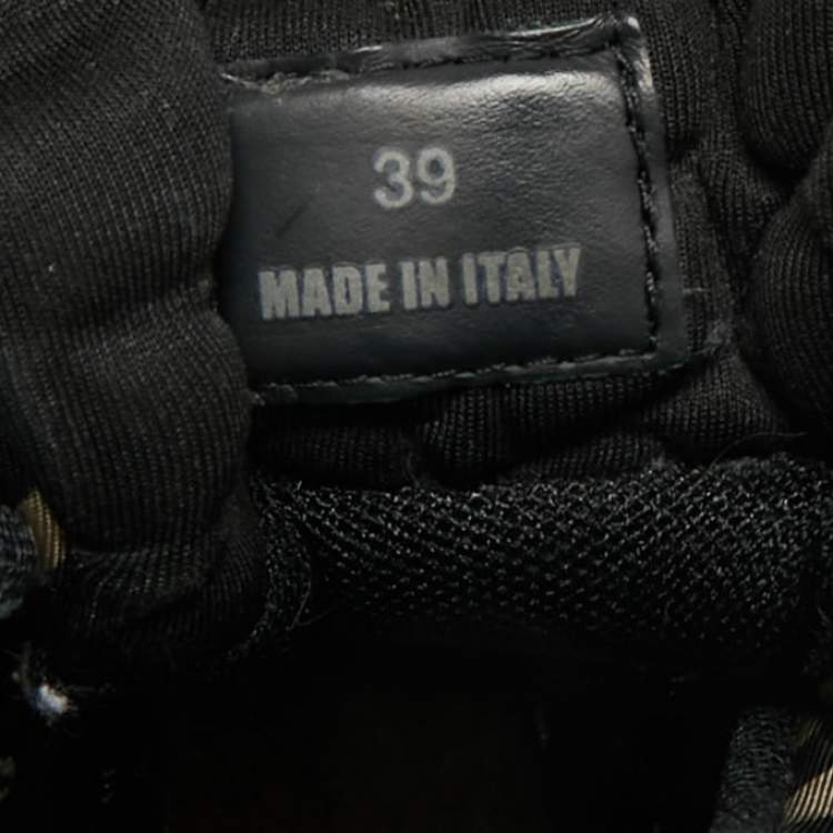 Pre Owned Versace Trigreca  Black/Red Fabric and Leather Sneakers Size 39