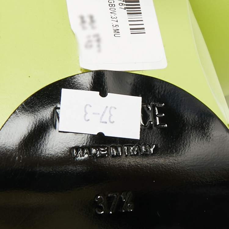 Pre Owned Versace Biggie Size 37 Green Leather Platform Sandals