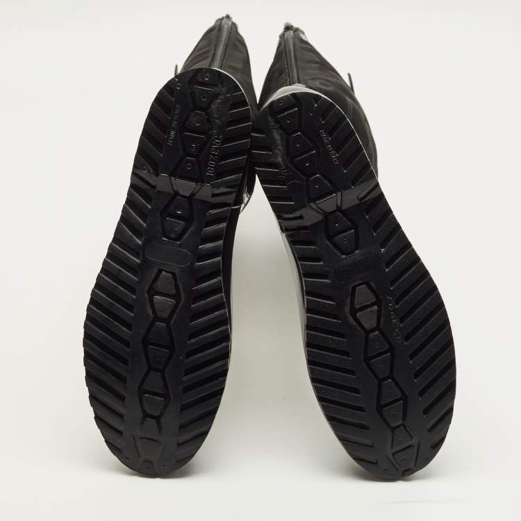 Pre Owned Versace Size 38 Black Nylon and PVC Rain Boots