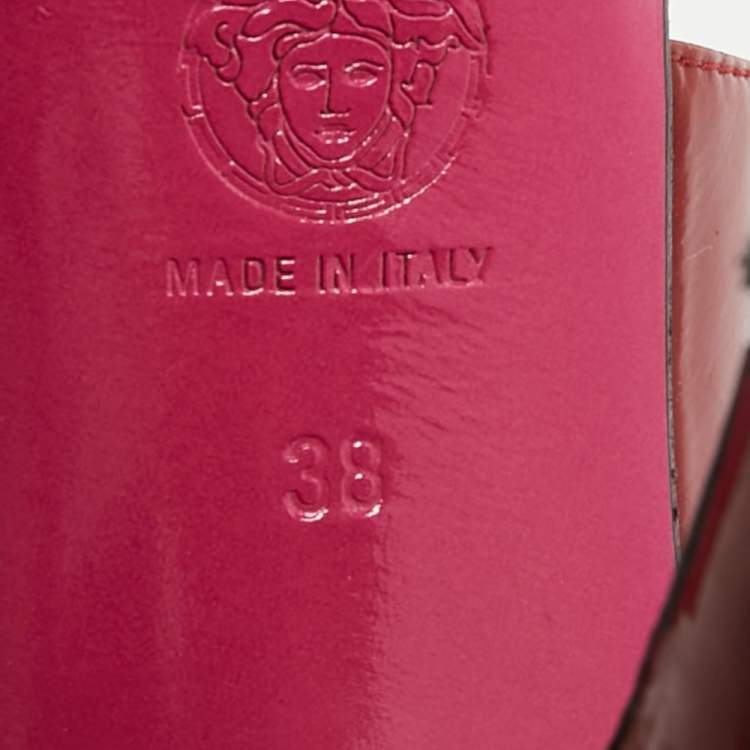 Pre Owned Versace Size 38 Red Patent Leather Ankle Strap Sandals