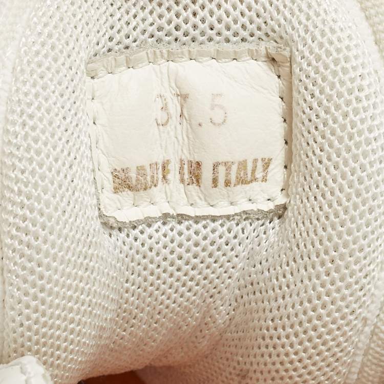 Pre Owned Versace Chain Reaction Size 37.5 White Mesh and Suede Low Top Sneakers