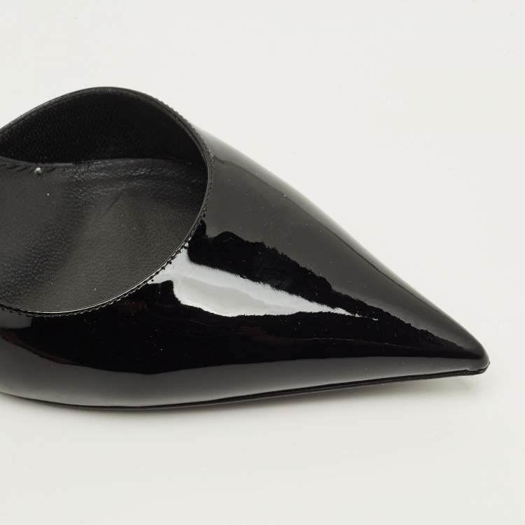 Pre Owned Versace Safety Pin Size 41 Black Patent Leather Pumps