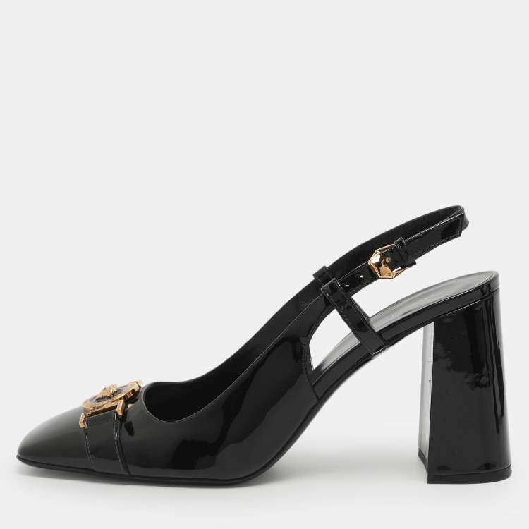 Pre Owned Versace Medusa Size 39 Black Patent Leather Pumps