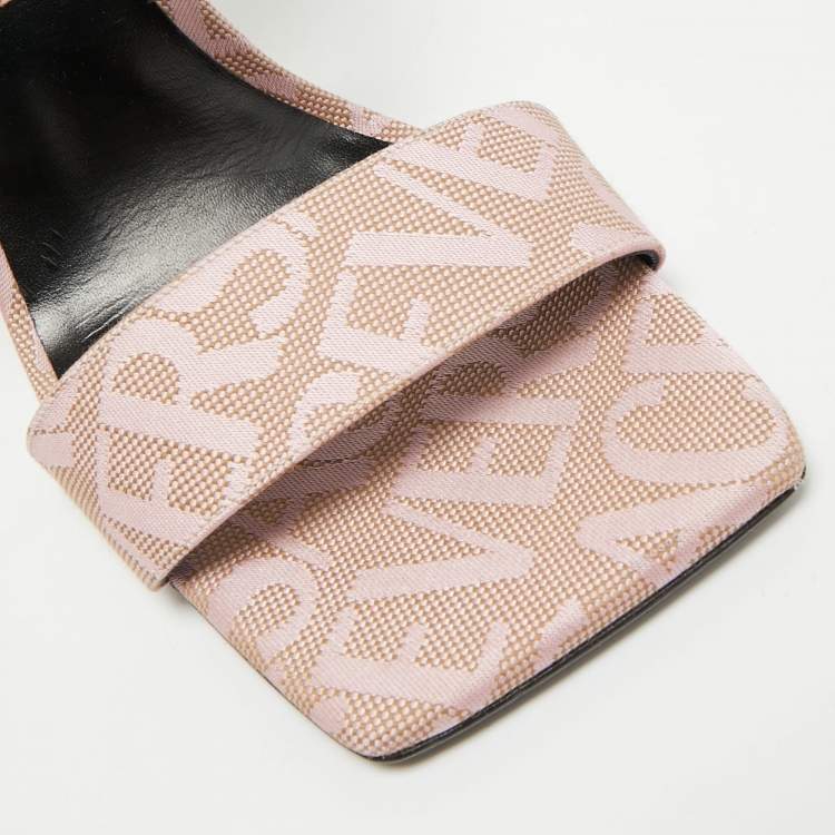 Pre Owned Versace Medusa Size 40 Pink Canvas Slide Sandals