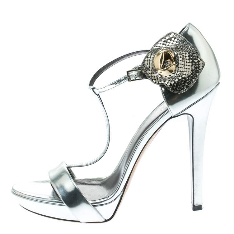 versace silver heels online -