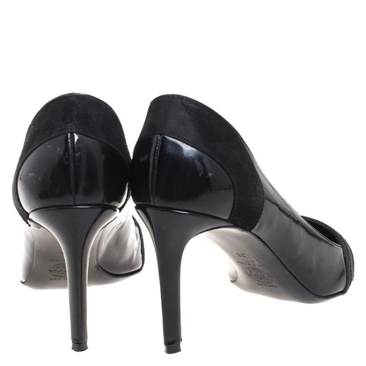 Pre Owned Versace Black Patent Leather Pointed Toe Pumps Size 39