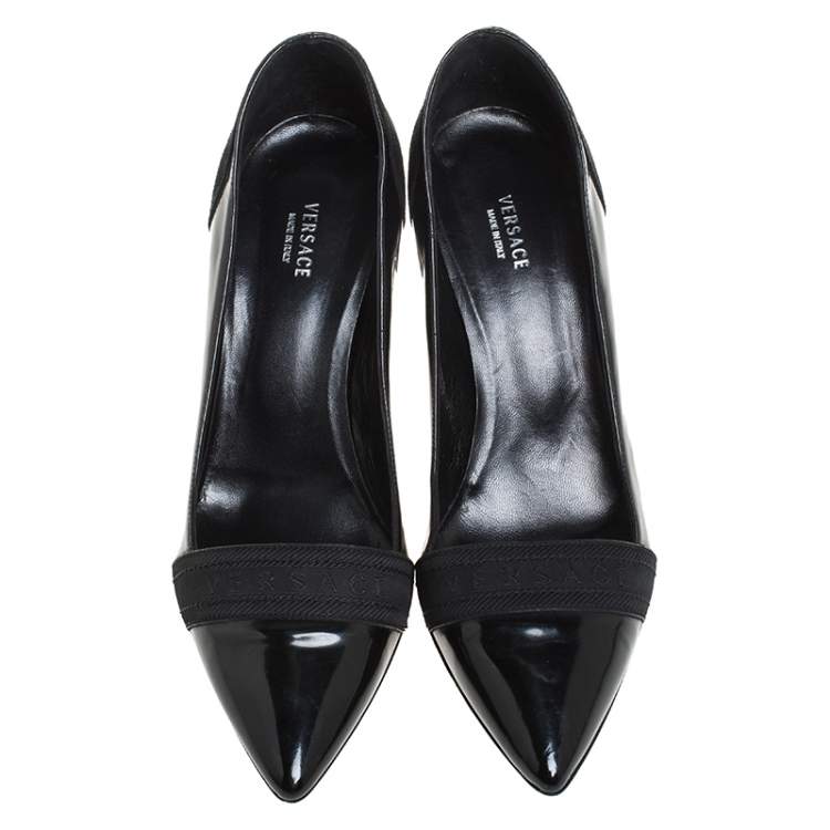 Pre Owned Versace Black Patent Leather Pointed Toe Pumps Size 39