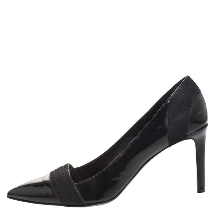 Pre Owned Versace Black Patent Leather Pointed Toe Pumps Size 39