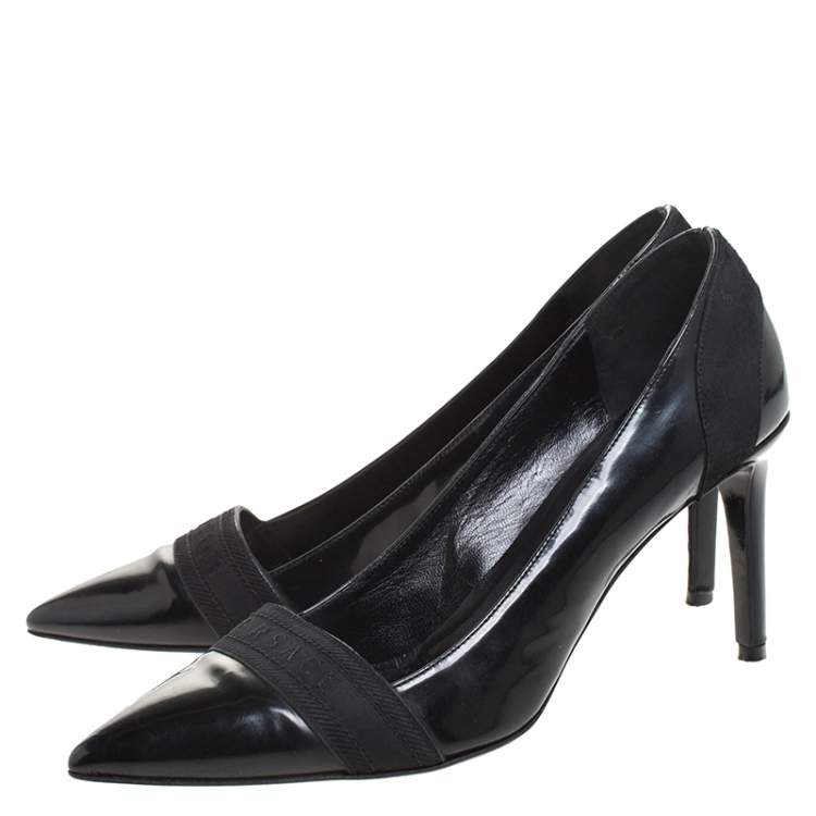Pre Owned Versace Black Patent Leather Pointed Toe Pumps Size 39