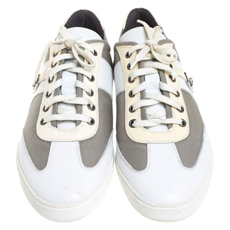 Pre Owned Versace Multicolor Mesh, Leather And Patent Leather Medusa Logo Low Top Sneaker Size 40.5