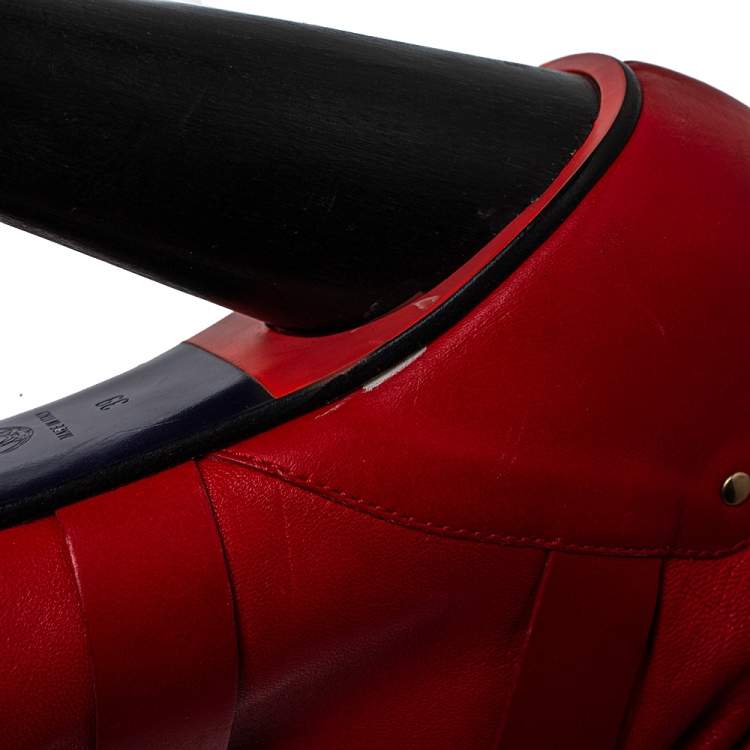 Pre Owned Versace Red  Leather Slip On Ankle Boots Size 39