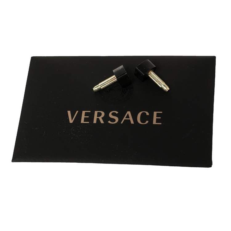 Pre Owned Versace Black Leather Medusa Slingback Pumps Size 39