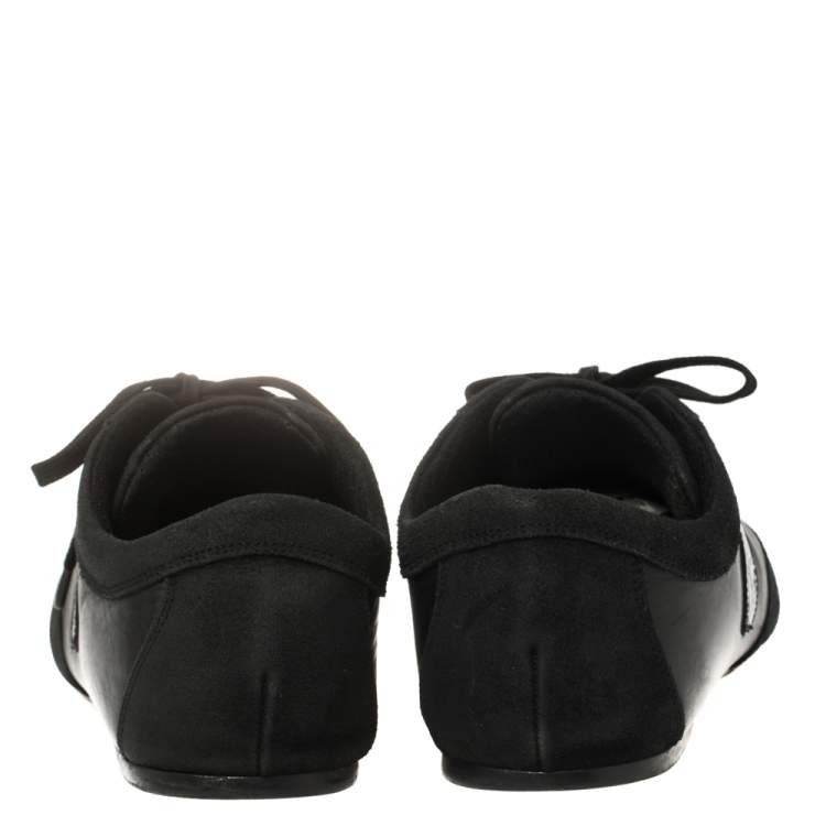 Pre Owned Versace Black Suede and Soft Leather Medusa Lace Up Sneakers Size 39