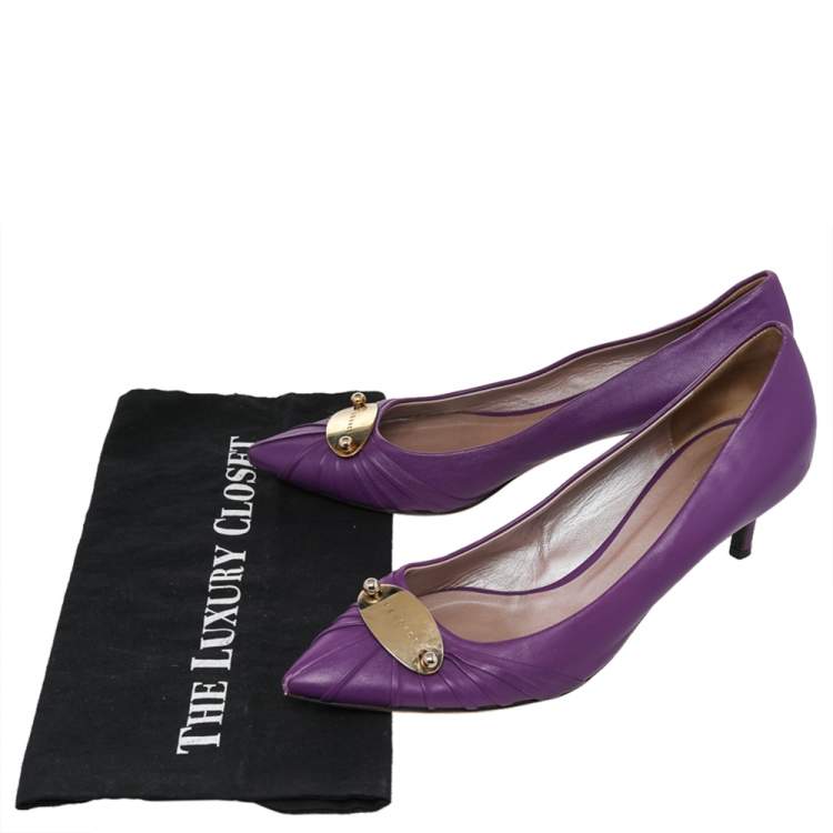 Pre Owned Versace Purple Leather Pointed Toe Pumps Size 41