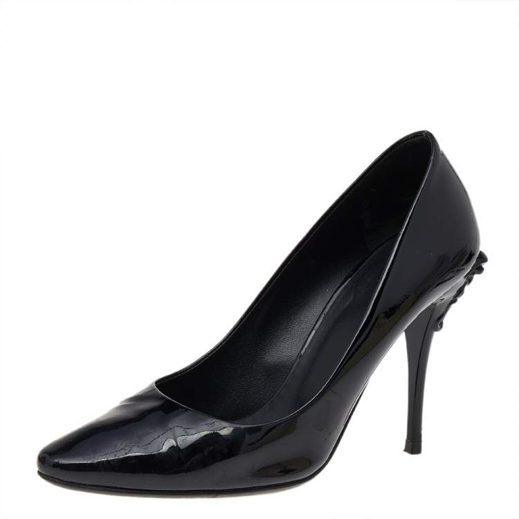 Pre Owned Versace Black Patent Leather Medusa Heel Pumps Size 36