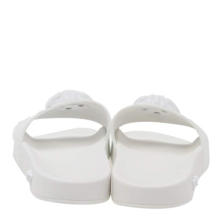 Pre Owned Versace White Rubber Medusa Slides Sandals Size 37