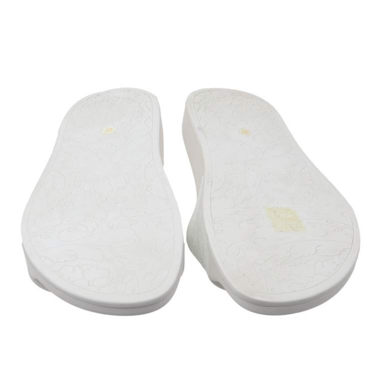 Pre Owned Versace White Rubber Medusa Slides Sandals Size 37
