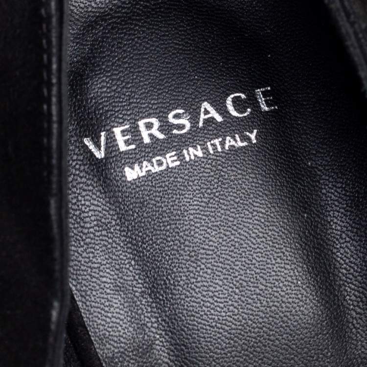 Pre Owned Versace Black  Suede  Pointed Toe Platform Pumps Size 37