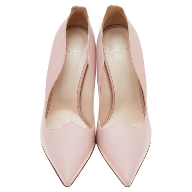 Pre Owned Versace Pink Leather Pointed Toe Pumps Size 40