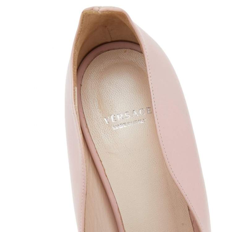 Pre Owned Versace Pink Leather Pointed Toe Pumps Size 40