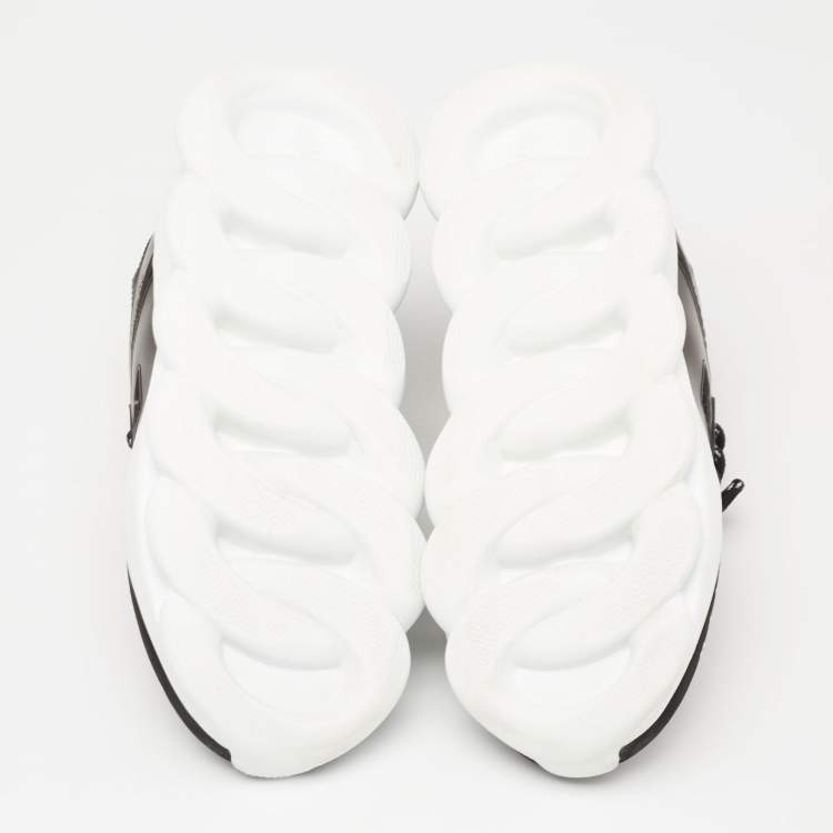 Pre Owned Versace Black Suede And Mesh Chain Reaction Sneakers Size 40