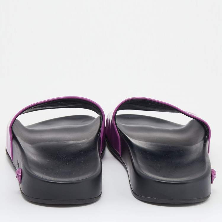 Pre Owned Versace Pink Leather Medusa Flat Slide Sandals Size 39