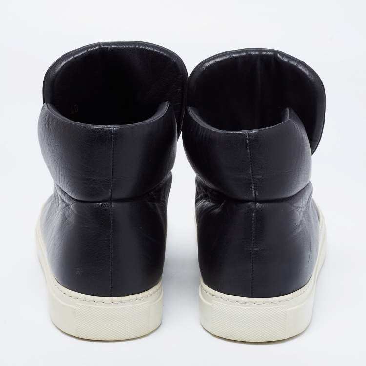 Pre Owned Versace Black Leather Medusa Palazzo Slip On High Top Sneakers Size 40
