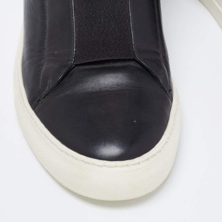 Pre Owned Versace Black Leather Medusa Palazzo Slip On High Top Sneakers Size 40