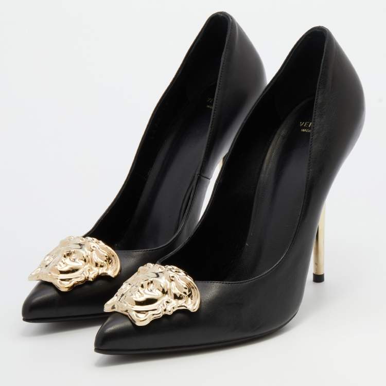 1990s NOS Versace Gold Chain Peep Toe Heels - Size 38 - MRS Couture