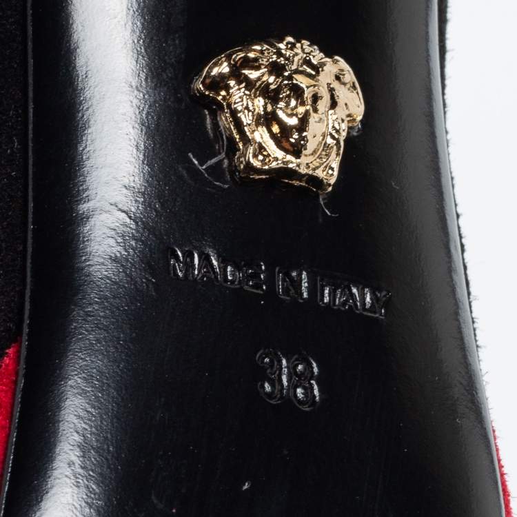 Pre Owned Versace Black Suede Pointed Toe Platform Pumps Size 38