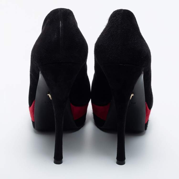 Pre Owned Versace Black Suede Pointed Toe Platform Pumps Size 38