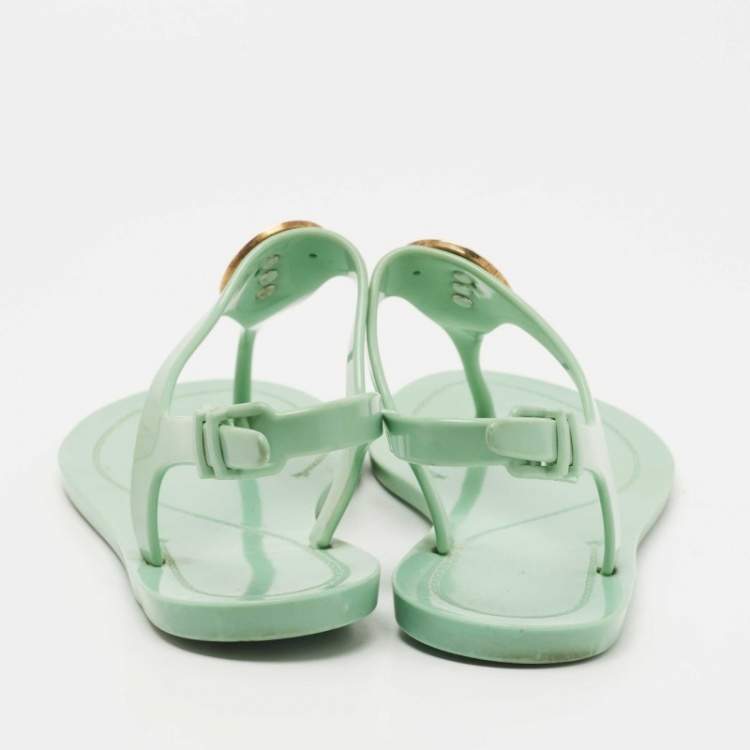 Pre Owned Versace Green Rubber Slingback Sandals Size 38