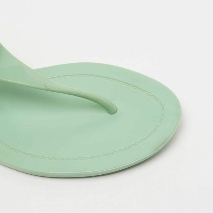 Pre Owned Versace Green Rubber Slingback Sandals Size 38