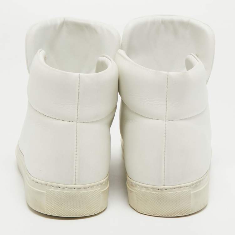 Pre Owned Versace White Leather Medusa High Top Sneakers Size 39