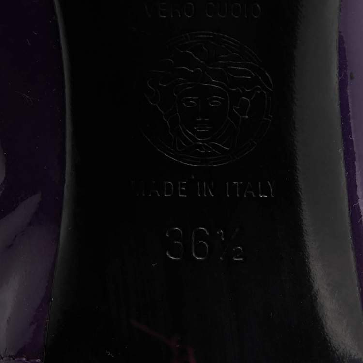 Pre Owned Versace Multicolour Patent Leather,Suede and Leather Booties Size 36.5