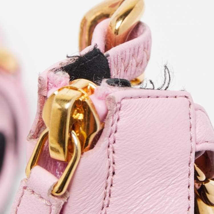 مملوكة مسبقًا Versace Pink Leather Medusa Chain Sandals Size 39