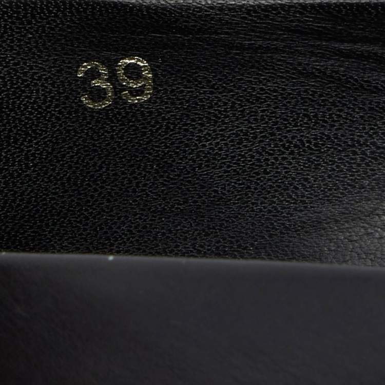 Pre Owned Versace Black Leather Medusa Ballet Flats Size 39