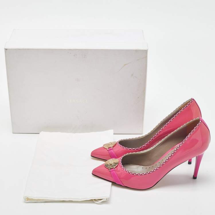 Pre Owned Versace Pink Patent Leather Medusa Pumps Size 38