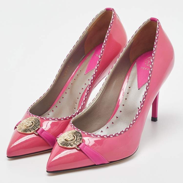 Pre Owned Versace Pink Patent Leather Medusa Pumps Size 38