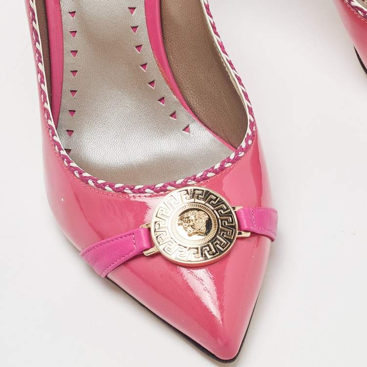 Pre Owned Versace Pink Patent Leather Medusa Pumps Size 38