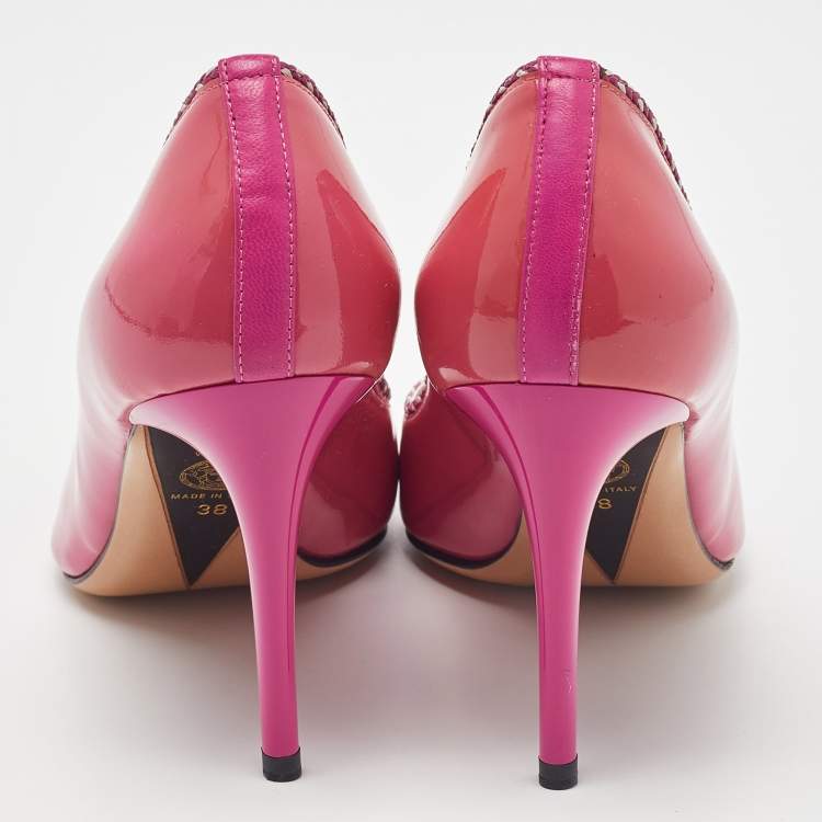 Pre Owned Versace Pink Patent Leather Medusa Pumps Size 38