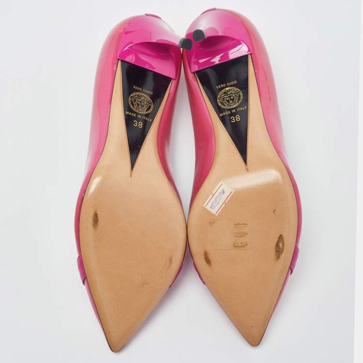 Pre Owned Versace Pink Patent Leather Medusa Pumps Size 38