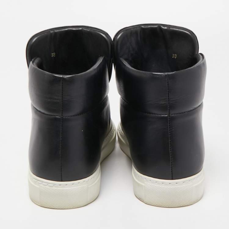 Pre Owned Versace Black Leather Palazzo High Top Sneakers Size 38