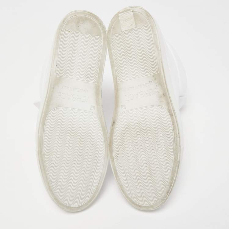 Pre Owned Versace White Leather Palazzo High Top Sneakers Size 38