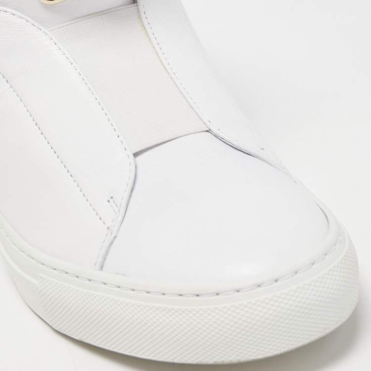 Pre Owned Versace White Leather Palazzo High Top Sneakers Size 38