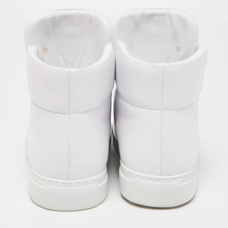 Pre Owned Versace White Leather Palazzo High Top Sneakers Size 38